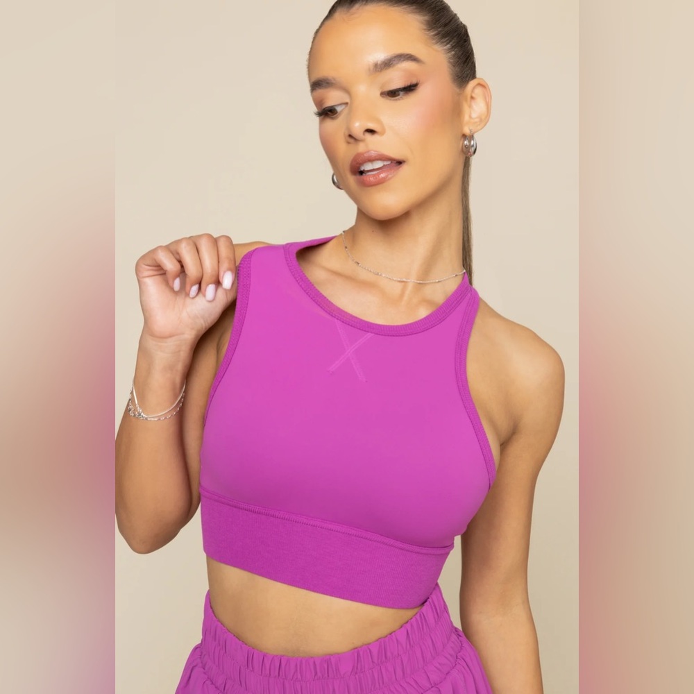 POPFLEX Sweat Sesh Crop Top - Royal Orchid - Medium NWT